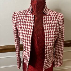Jones New York Red and White Houndstooth Blazer